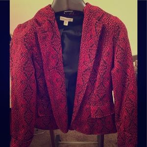Coldwater Creek Red Jacquard Jacket, Size 12